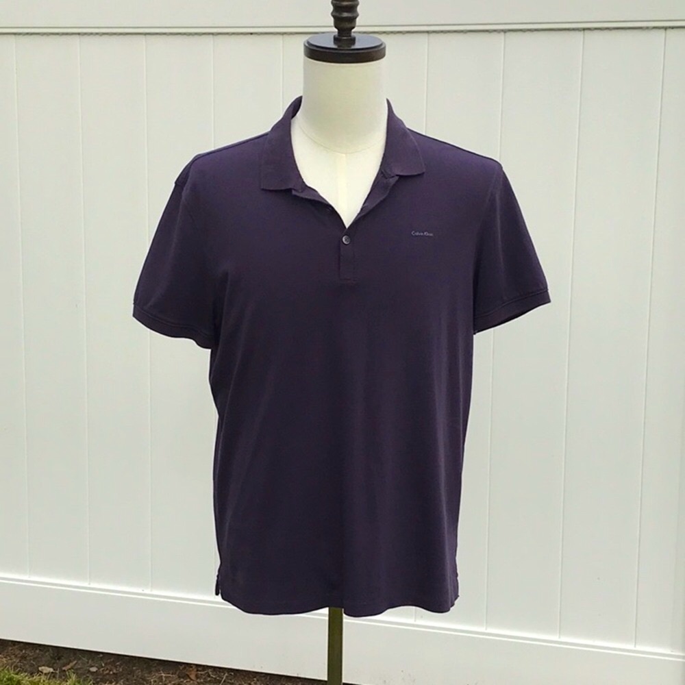 Calvin Klein Purple Polo Shirt with Short Sleeves Size Large